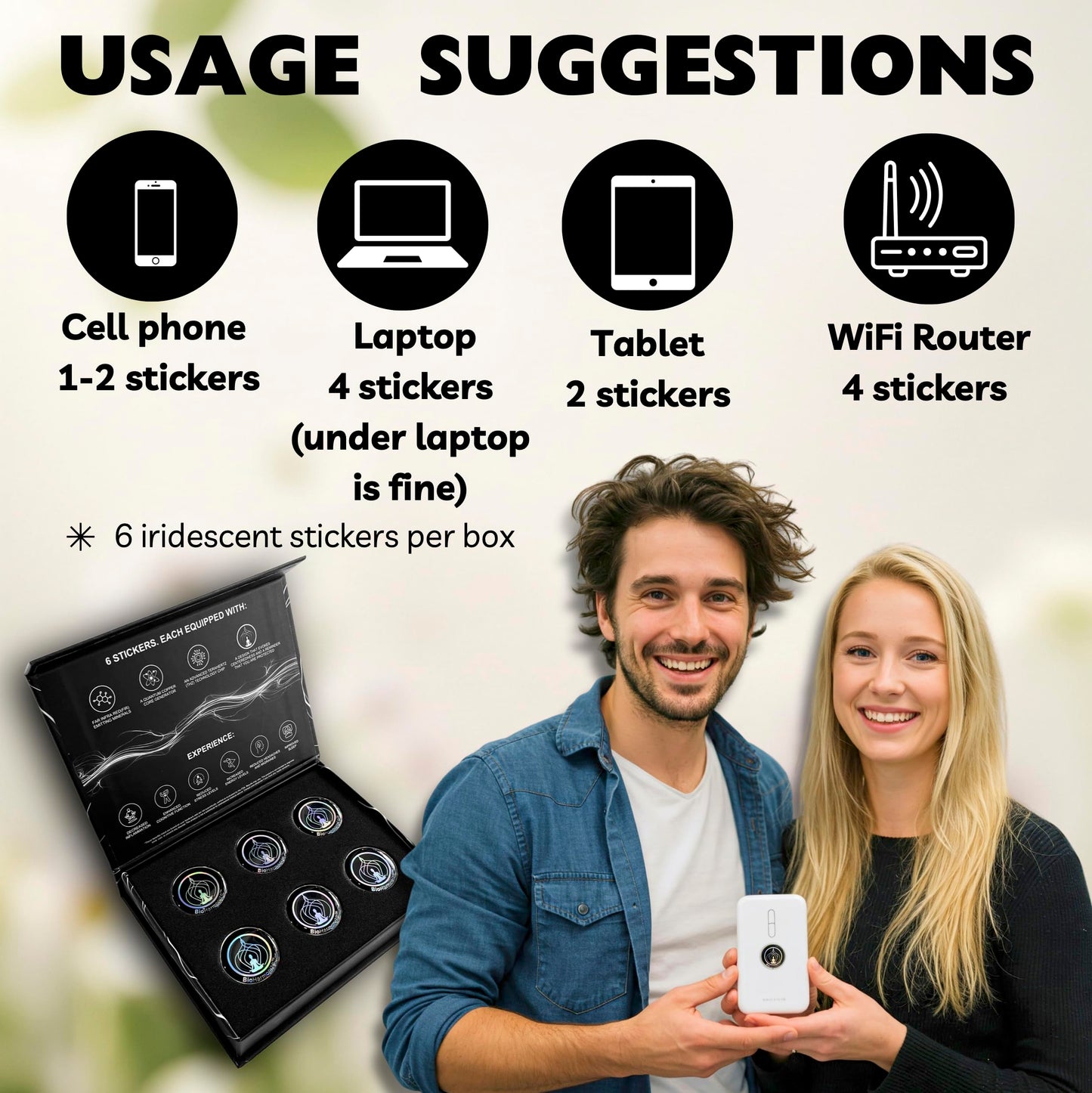 BioHarmonize Phone EMF Harmonizing Stickers — Multifaceted Neutralizer with Patented Quantum Technology & Natural Minerals | Pack of 6