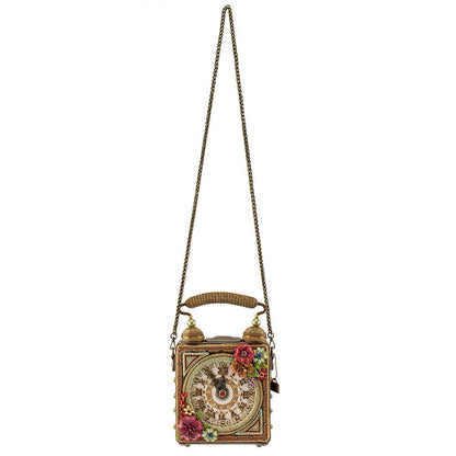 Mary Frances Time of Your Life Beaded Handbag Clock-Themed Top Handle Bag, Multicolor