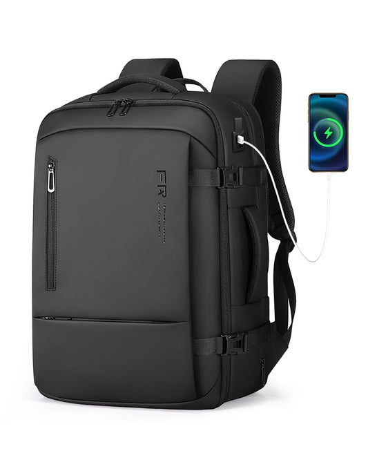 Fenree.geer Travel Backpack for Men, Flight Approved Carry On Luggage Backpack with USB Port, Water Resistant Expandable Computer Daypack, 17.3 Inch Black Business Laptop Backpack for College/Work
