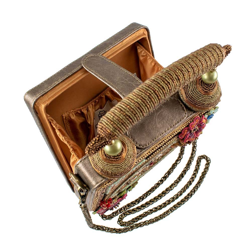 Mary Frances Time of Your Life Beaded Handbag Clock-Themed Top Handle Bag, Multicolor