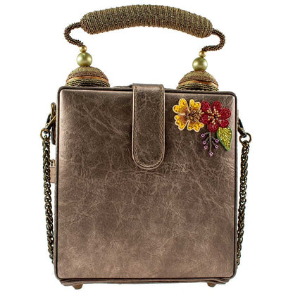 Mary Frances Time of Your Life Beaded Handbag Clock-Themed Top Handle Bag, Multicolor