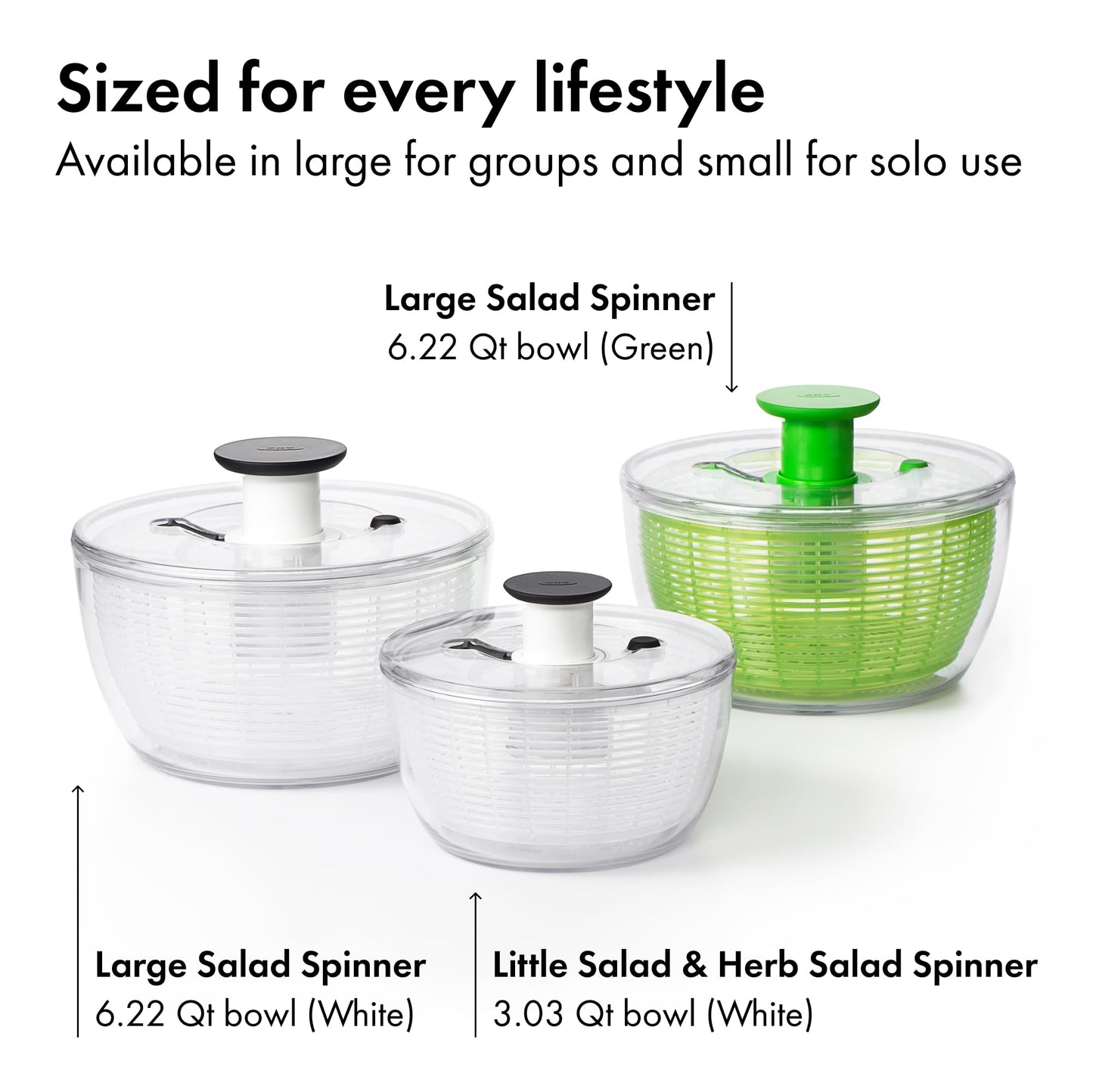 OXO Good Grips Salad Spinner | Lettuce Spinner | Fruit Washer | Fruit Washing Bowl with Strainer | Vegetable Cleaner | Salad Cleaner | Lettuce Washer | 6.22 Quart Capacity
