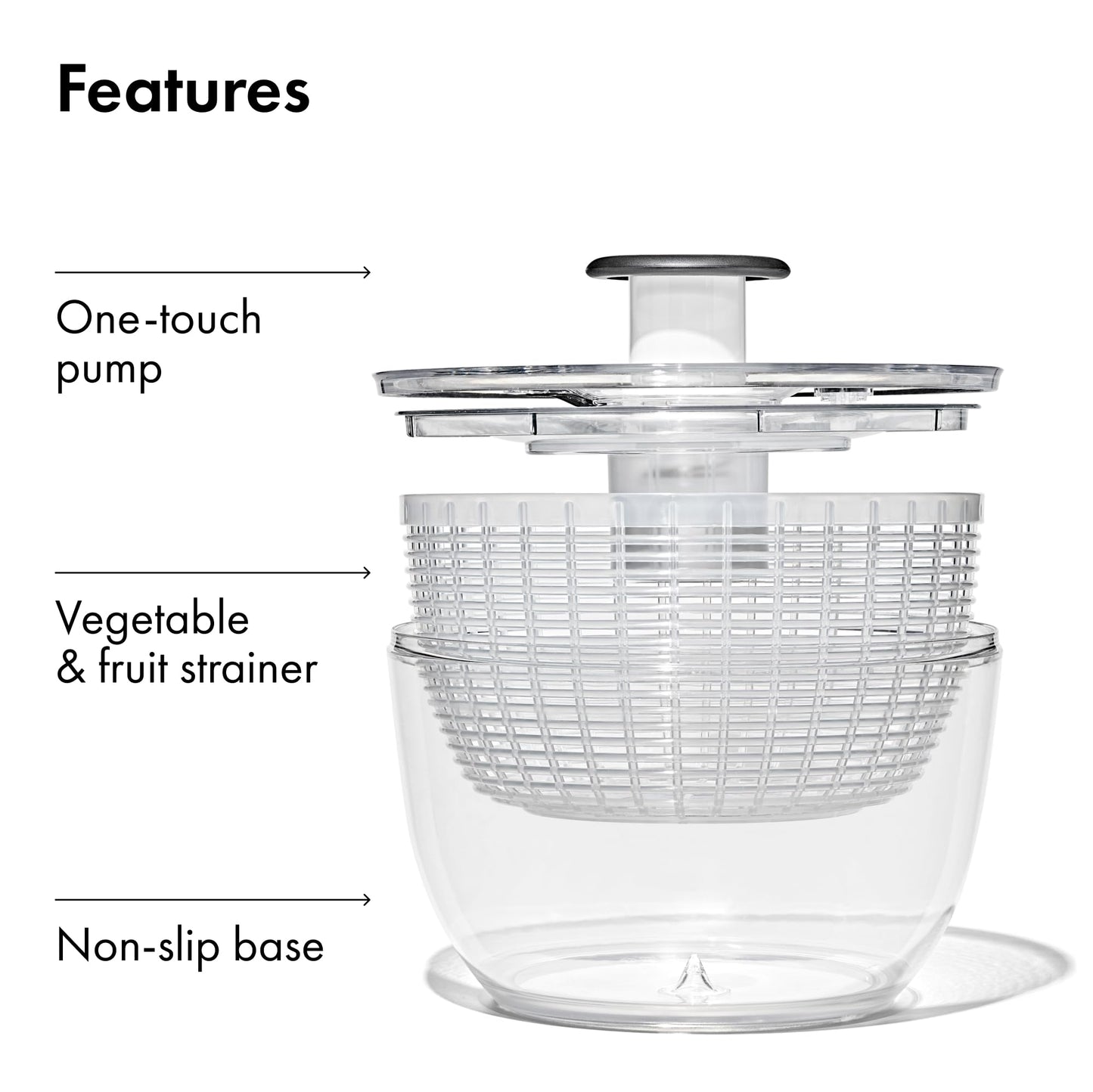 OXO Good Grips Salad Spinner | Lettuce Spinner | Fruit Washer | Fruit Washing Bowl with Strainer | Vegetable Cleaner | Salad Cleaner | Lettuce Washer | 6.22 Quart Capacity