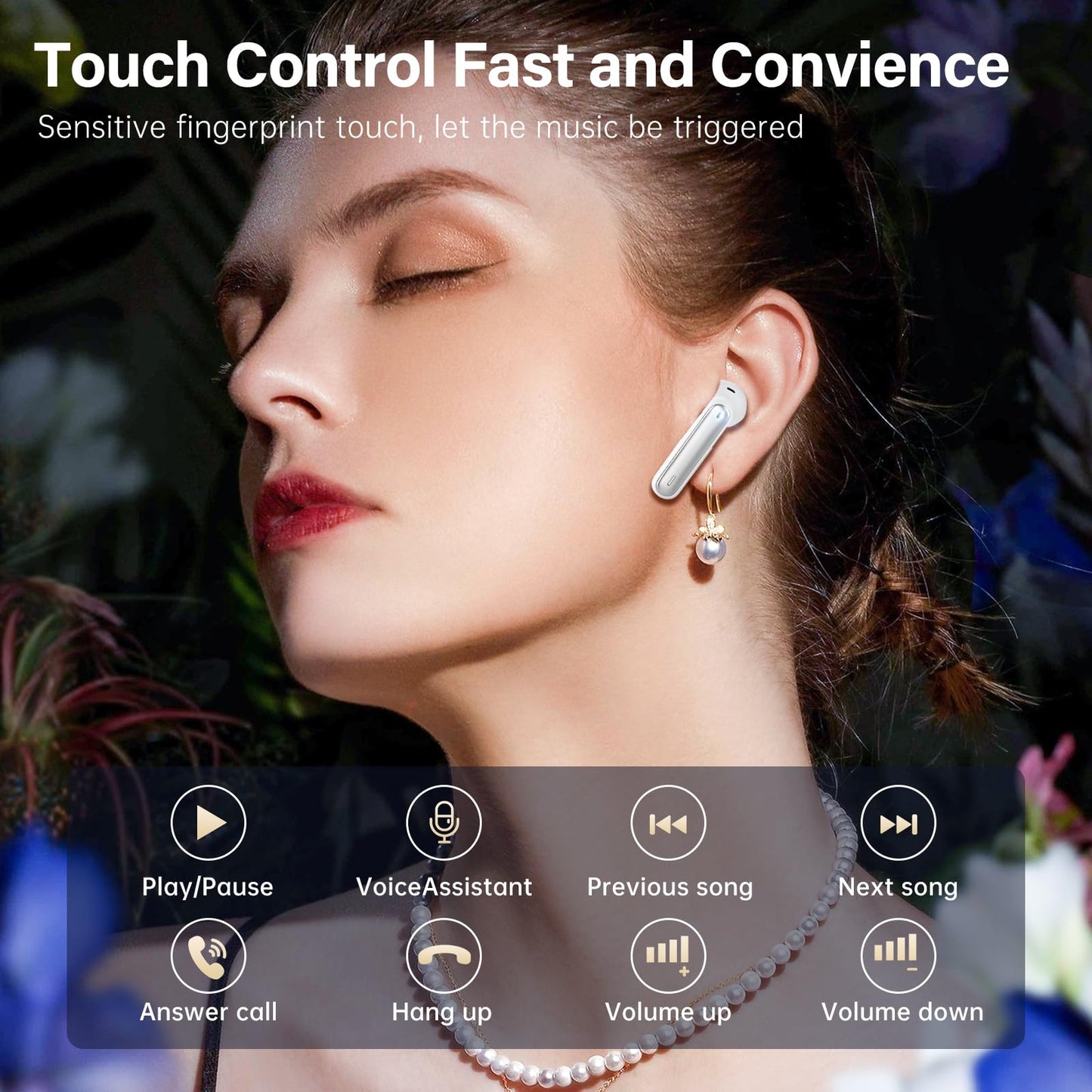 Sisism A10 Pro Wireless Earbuds, Bluetooth 5.3 Headphones HiFi Stereo 50H Playback LED Digital Display Ear Buds with ENC Noise Canceling Headset, IPX7 Waterproof Earphones for Gym/Running/Work