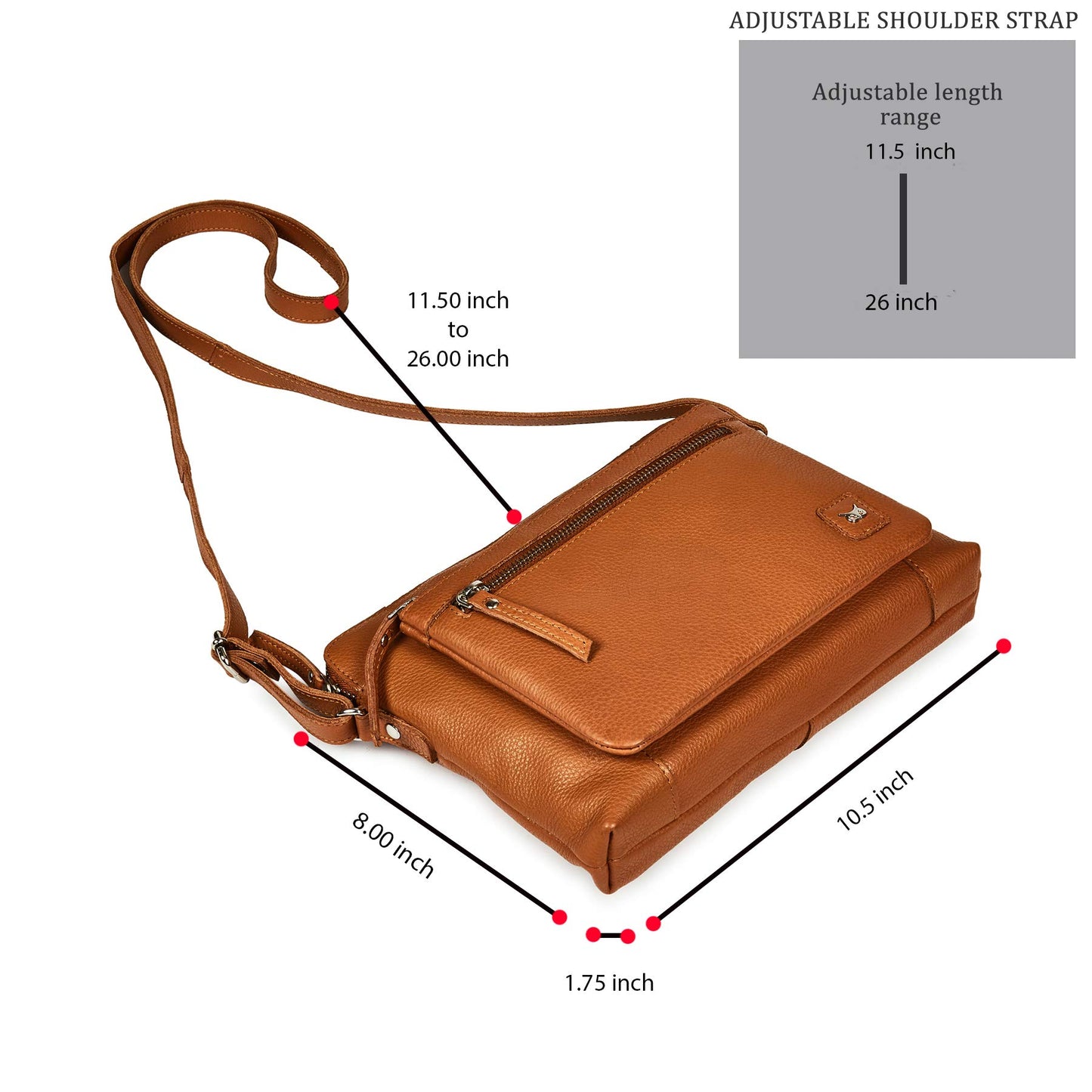 Wise Owl Accessories Small Soft Pebbled Real Leather Crossbody Handbags Purses Triple Zip Premium Sling Crossover Shoulder Bag for Women Gift (Cognac Nappa)