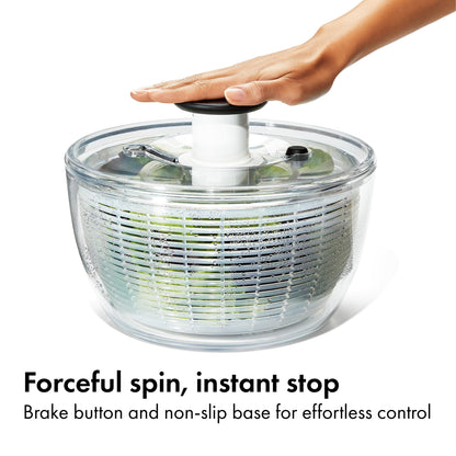 OXO Good Grips Salad Spinner | Lettuce Spinner | Fruit Washer | Fruit Washing Bowl with Strainer | Vegetable Cleaner | Salad Cleaner | Lettuce Washer | 6.22 Quart Capacity