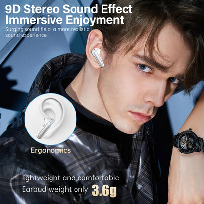 Sisism A10 Pro Wireless Earbuds, Bluetooth 5.3 Headphones HiFi Stereo 50H Playback LED Digital Display Ear Buds with ENC Noise Canceling Headset, IPX7 Waterproof Earphones for Gym/Running/Work